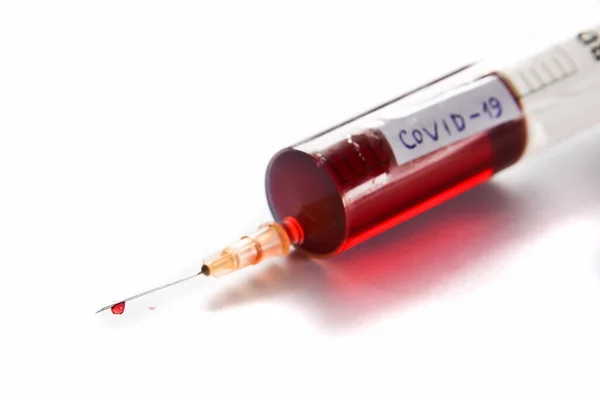 Dies Ist Ein Blick Auf Spritze Mit Blut Für Virus — Stockfoto