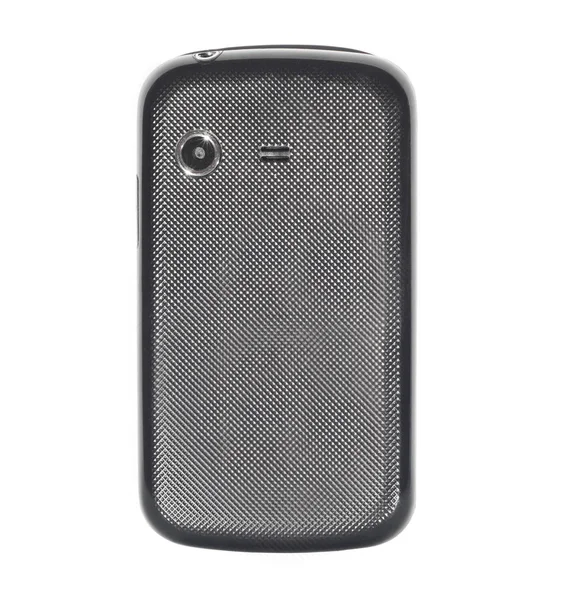 Teléfono celular, en posición vertical, aislado sobre un fondo blanco —  Fotos de Stock