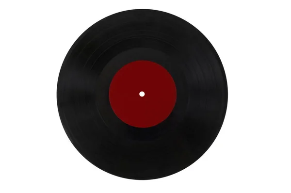 Vinyl 33 rpm record met rood label. — Stockfoto