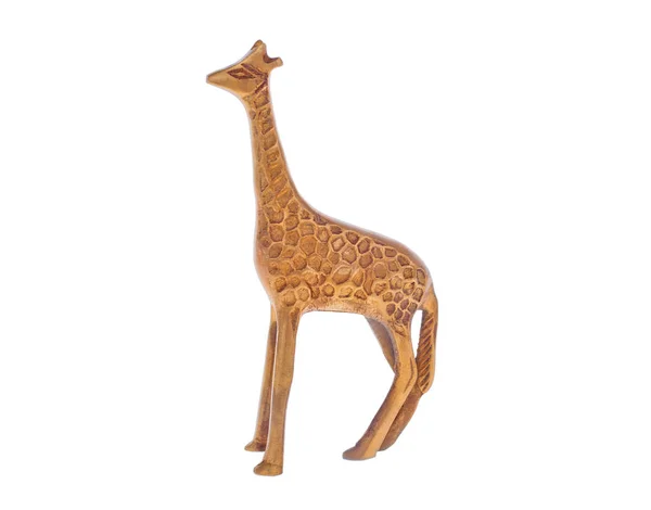 孤立在白色背景上的长颈鹿黄铜雕像. — 图库照片