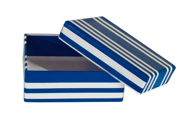 Голубая открытая подарочная коробка изолирована на белом фоне. — стоковое фото
