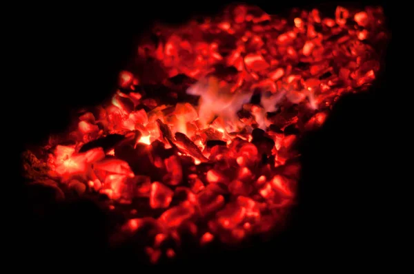 Glowing embers  with flying sparks. — Stock Photo, Image