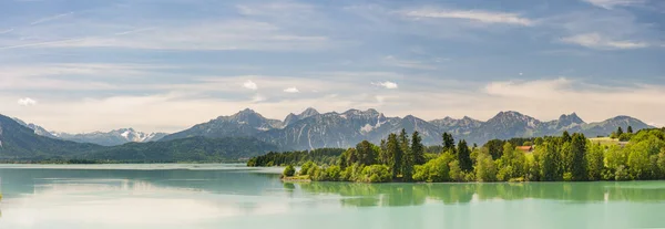 Scena Panoramica Baviera Germania Con Montagne Alpi Lago Primavera — Foto Stock