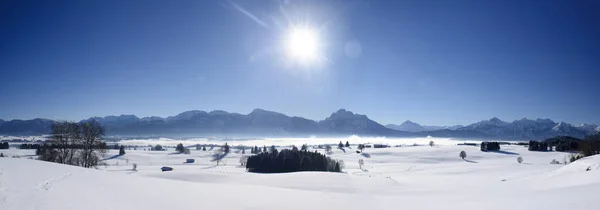 Bavyera Alpleri Dağlar Kış Panorama Manzara — Stok fotoğraf