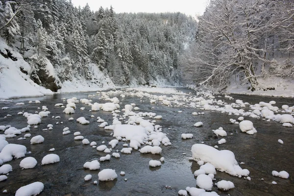 在德国巴伐利亚州河雪和冰的全景画面 — 图库照片