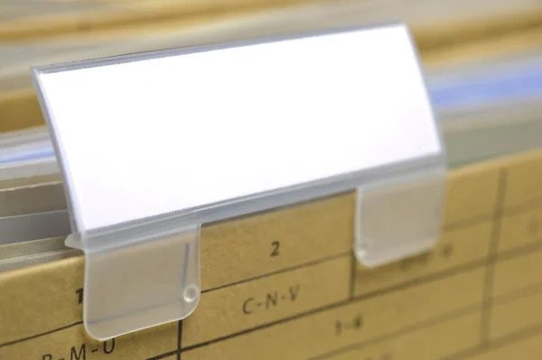 Carpeta de anillo con documentos y sello de goma en blanco listo para su texto — Foto de Stock