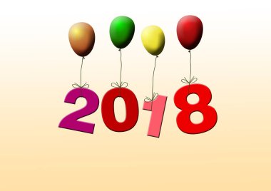 Yeni yıl Tarih ve silvester 2018 illüstrasyon