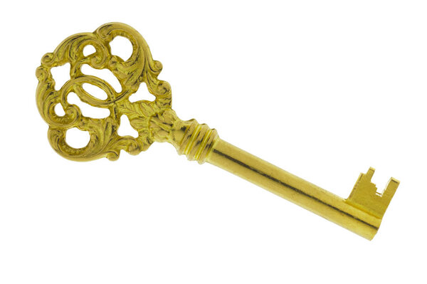  golden antique key with ornaments