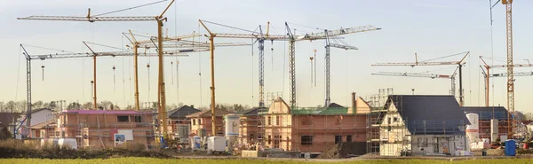 Panoramic View Construction Site New Build Residential Houses — Stock Photo, Image