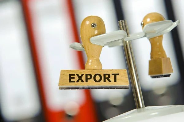 Exportación impresa en sello de goma en la oficina — Foto de Stock