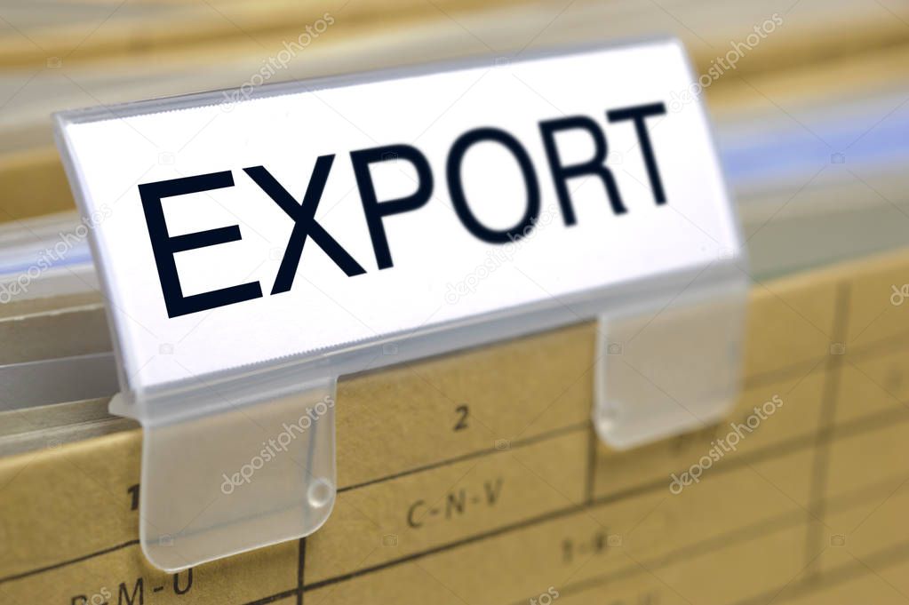  import - export printed on top of file folder with documents inside