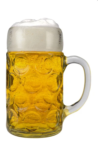 Vetro grande isolato riempito con birra lager bavarese — Foto Stock