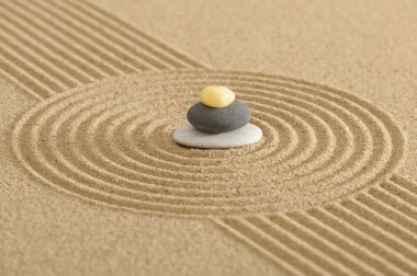 Japon Zen Bahçe sakin taş dokulu kum