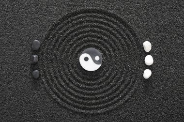 Japon Zen Bahçe sakin taş dokulu kum