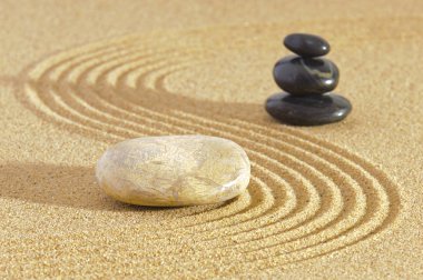 Japon Zen Bahçe sakin taş dokulu kum