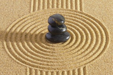 Japon Zen Bahçe sakin taş dokulu kum