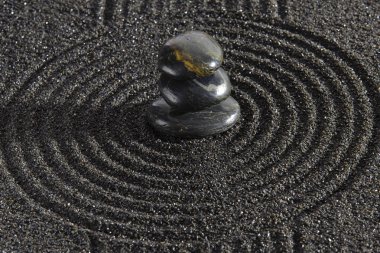 Japon Zen Bahçe sakin taş dokulu kum