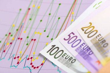 banknotların üzerinde hisse senedi piyasasının grafik döşeme Avrupa para birimi