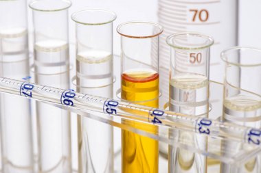 Kimya Laboratuvarı bilimsel deneyde tes sıvı ile