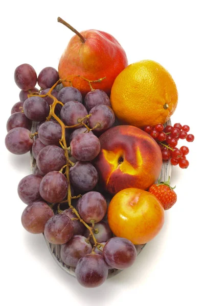 Arrangement of fresh fruits from market and isolated over white — Stock Photo, Image