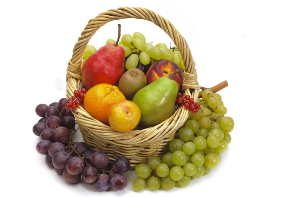 Arrangement of fresh fruits from market and isolated over white — Stock Photo, Image