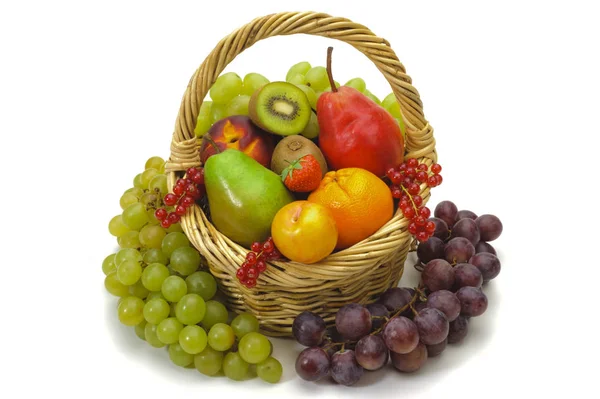 Arrangement of fresh fruits from market and isolated over white — Stock Photo, Image