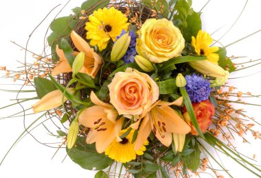 renkli çiçek beyaz arka plan üzerinde izole demet