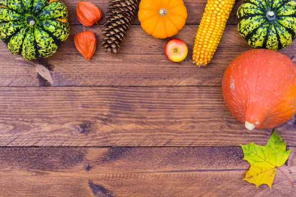 Decoración de otoño con calabaza y hojas — Foto de Stock