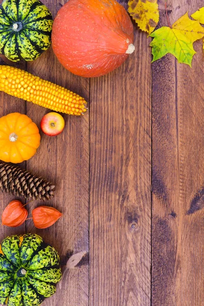 Decoración de otoño con calabaza y hojas — Foto de Stock