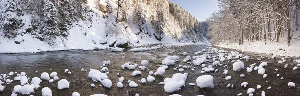 Panorama sceny z lodu i śniegu rzeka Ammer w Bawarii, kiełków — Zdjęcie stockowe