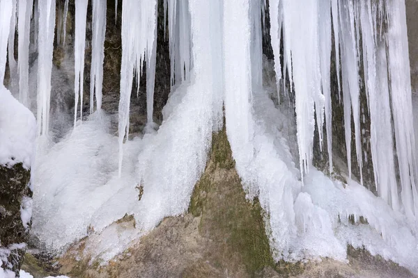 全景场面与冰和雪在河安莫在巴伐利亚, 毒菌 — 图库照片