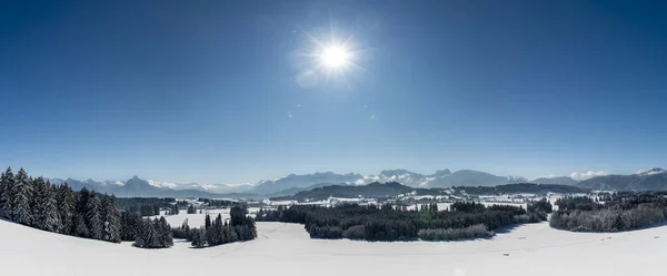 Panoramaszene Den Bayerischen Bergen Winter — Stockfoto