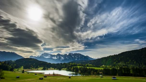 Timelapse Moving Clouds Blue Sky Mountain Range Bavaria — ストック動画