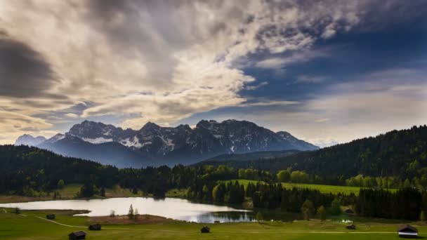 Timelapse Moving Clouds Blue Sky Mountain Range Bavaria — 图库视频影像