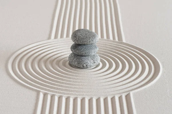 Japanischer Zen Garten Mit Stein Texturiertem Weißen Sand — Stockfoto