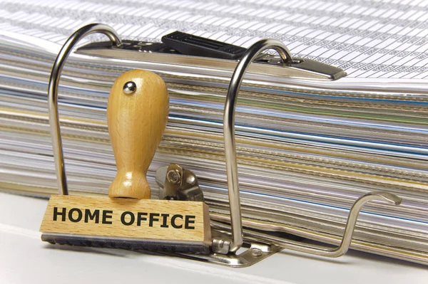 home office printed on rubber stamp in office