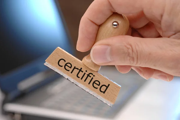 Gecertificeerd Gedrukt Rubber Stempel — Stockfoto