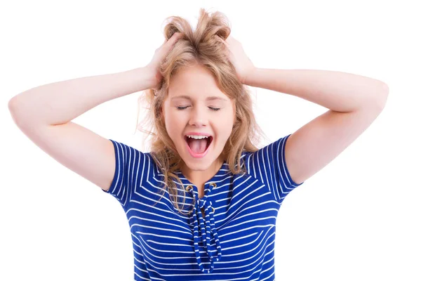 Beautiful blond girl screaming — Stock Photo, Image