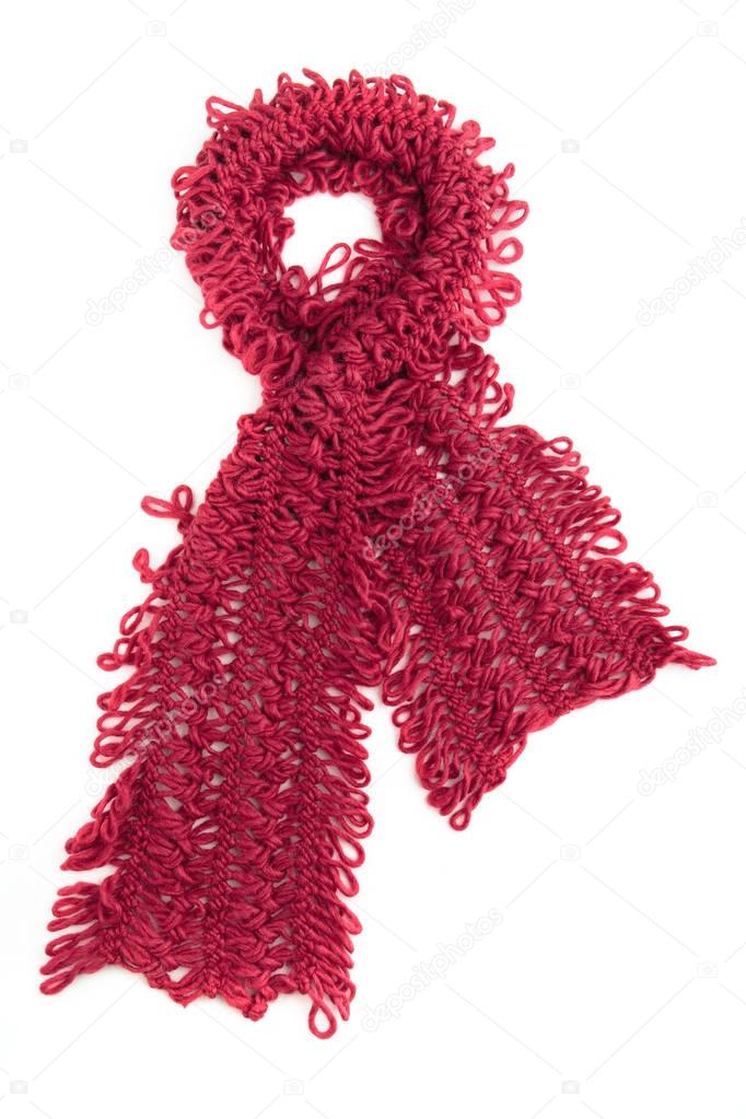 red knitted scarf