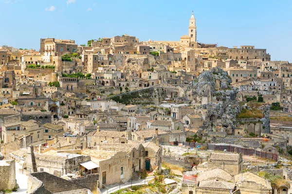 Paisagem Urbana Matera Itália Com Muitas Casas Antigas Feitas Pedra — Fotografia de Stock