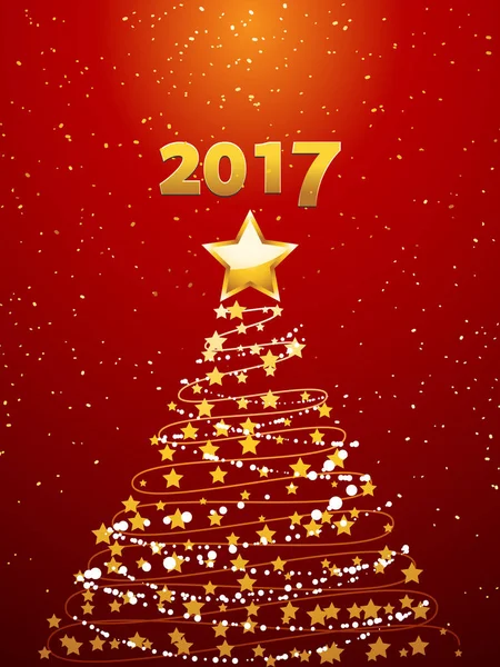 Árvore de Natal e 2017 fundo —  Vetores de Stock