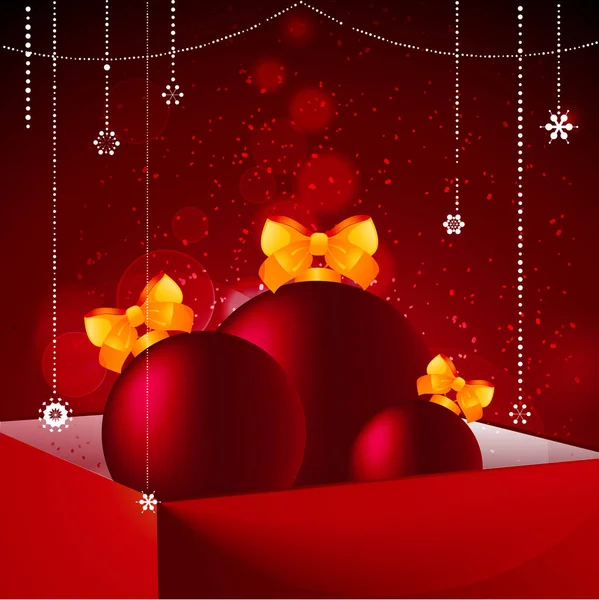 Подарункова коробка ваучери та різдвяні прикраси фон — стоковий вектор