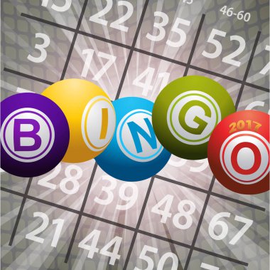 Bingo topları 2017 ve arka plan üzerinde numaraları