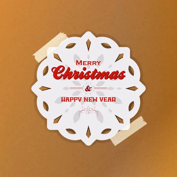 Copo de nieve de Navidad con cinta adhesiva sobre papel marrón — Vector de stock