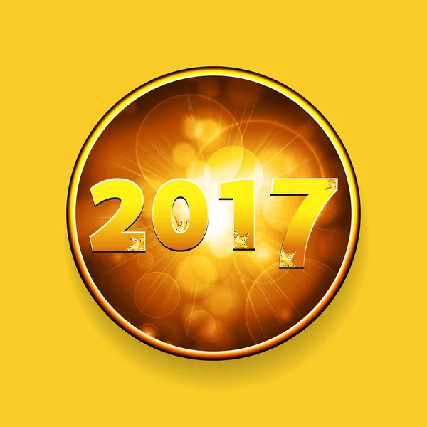 Новий рік Двадцять сімнадцять кордонів з зірками на жовтому тлі — стоковий вектор