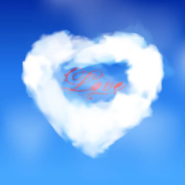 Corazón de amor nube con texto de amor — Vector de stock