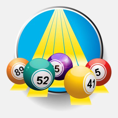Bingo topları sarı çizgili kenarlık üzerinde