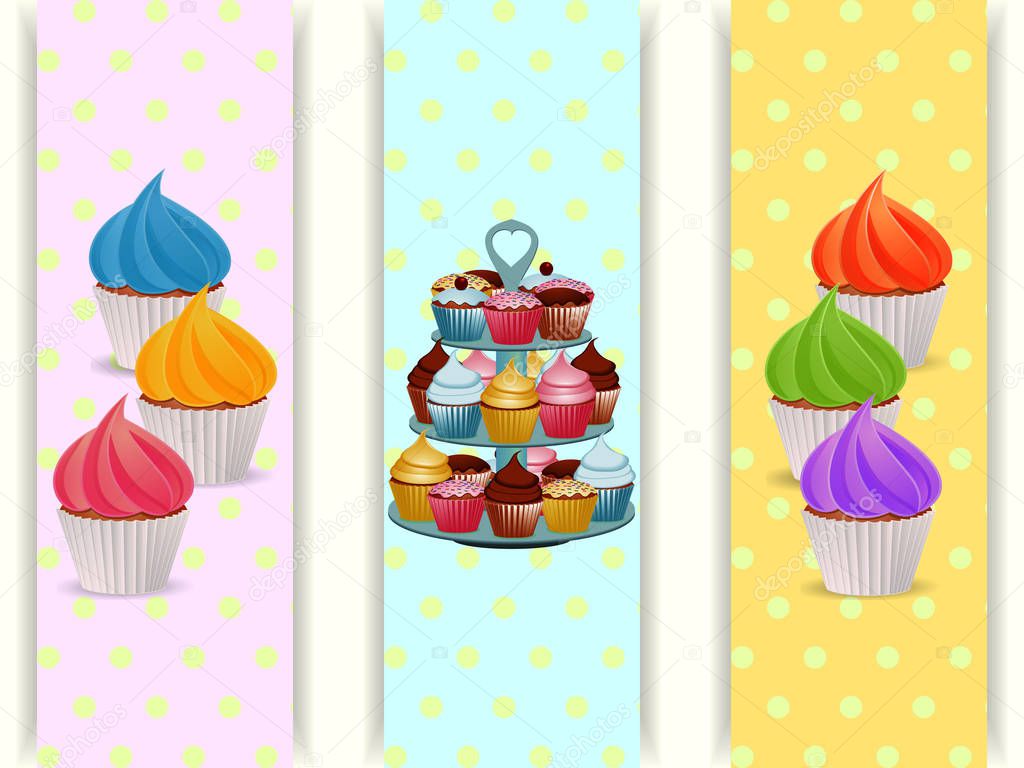Cupcakes stand and cupcakes banners 