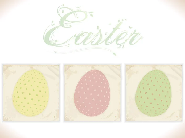 Tre uova di Pasqua vintage su pannelli quadrati — Vettoriale Stock