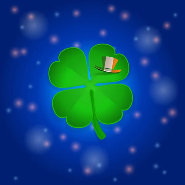 St Patricks's shamrock and hat into space — Stock Vector